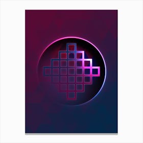 Geometric Neon Glyph on Jewel Tone Triangle Pattern 285 Canvas Print