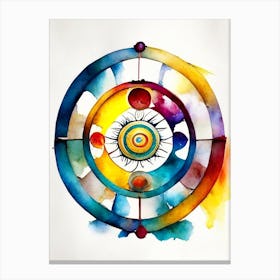 Dharma Wheel, Symbol, Third Eye Watercolour 3 Canvas Print