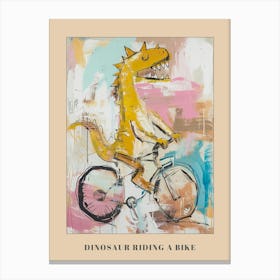 Grafitti Style Pastel Painting Dinosaur Riding A Bike 3 Poster Canvas Print