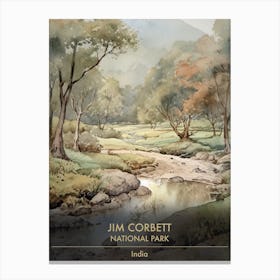 Jim Corbett National Park India Watercolour 1 Canvas Print