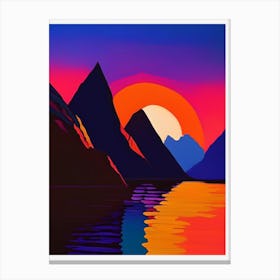 Mountainous River Sunset Matisse Inspired Canvas Print