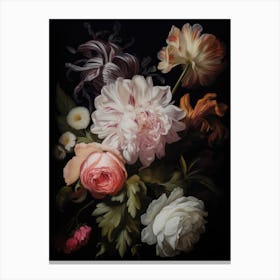 Moody Vintage Floral Painting Canvas Print