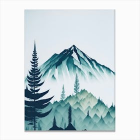 Mountain And Forest In Minimalist Watercolor Vertical Composition 222 Canvas Print