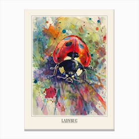 Ladybug Colourful Watercolour 2 Poster Canvas Print