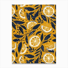 Lemons On A Yellow Background Canvas Print