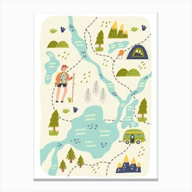 Hiking Adventure Map Canvas Print