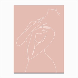 Wake Woman Line Pink Canvas Print