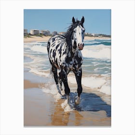 A Horse Oil Painting In Bondi Beach, Australia, Portrait 4 Canvas Print