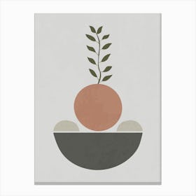 Modern Abstract Plant Art with Geometric Shapes Canvas Print