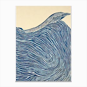 Blue Whale II Linocut Canvas Print