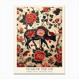 Chinese Lunar Year Of The Ox 1 William Morris Style Canvas Print