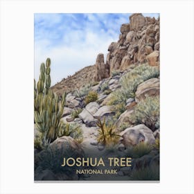 Joshua Tree National Park Watercolour Vintage Travel Poster 1 Canvas Print
