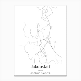 Jakobstad,Finland Minimalist Map Canvas Print