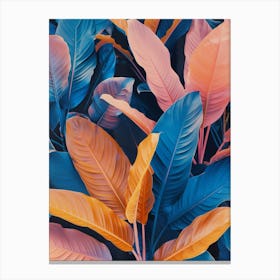 Pastel Tropical Leaves Canvas Print