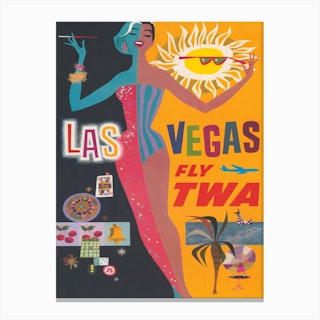 Las Vegas Twa 1960s Vintage Poster Canvas Print
