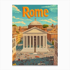 Aihrgdesign A Retro Travel Poster For Rome 5 Canvas Print