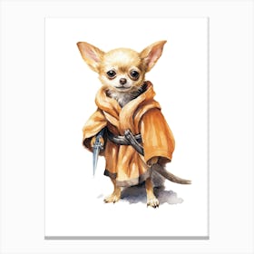 Chihuahua Dog As A Jedi 3 Canvas Print