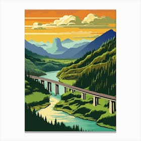 Columbia River Washington Retro Pop Art 1 Canvas Print