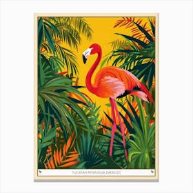 Greater Flamingo Yucatn Peninsula Mexico Tropical Illustration 5 Poster Canvas Print