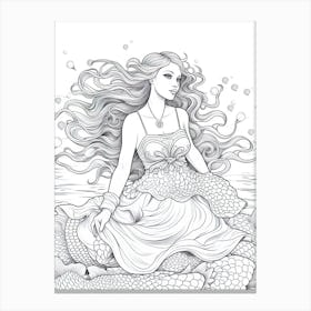 Line Art Inspired By The Birth Of Venus 2 Canvas Print