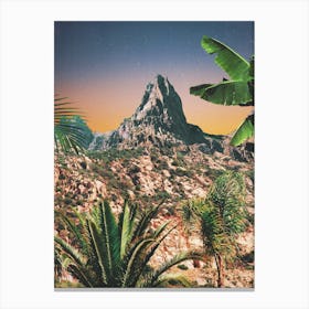 Mountain Peak And Palm Trees Canvas Print