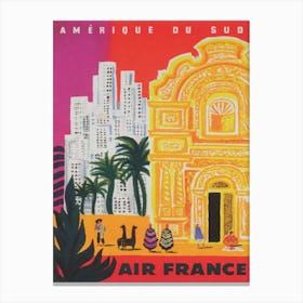 South America Colorful Vintage Travel Poster Canvas Print