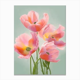 Bunch Of Tulips Flowers Acrylic Painting In Pastel Colours 2 Canvas Print