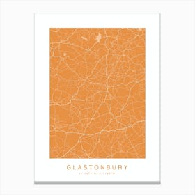 Glanstonbury Map Print Orange Canvas Print