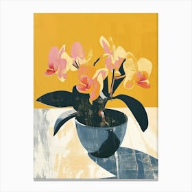 Orchid Flowers On A Table   Contemporary Illustration 3 Canvas Print
