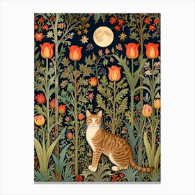 William Morris Cat In The Garden Canvas Print