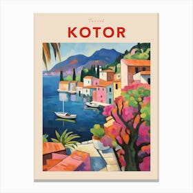 Kotor Montenegro Fauvist Travel Poster Canvas Print