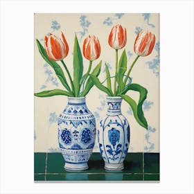 Flowers In A Vase Still Life Painting Tulips 14 Canvas Print
