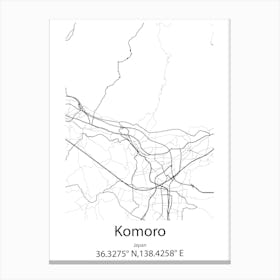 Komoro,Japan Minimalist Map Canvas Print