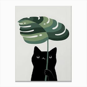 Cat With A Leaf Canvas Print