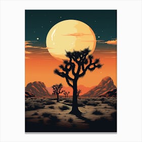 Joshua Tree At Sunset In Gold And Black (2) Canvas Print