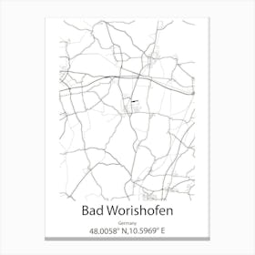 Bad Worishofen,Germany Minimalist Map Canvas Print