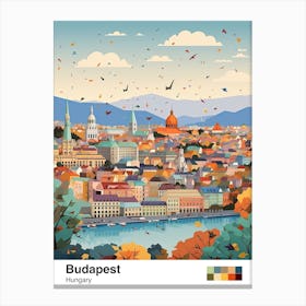 Budapest, Hungary, Geometric Illustration 3 Poster Canvas Print