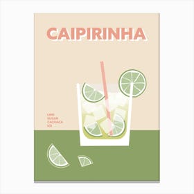 Caipirinha Cocktail Green And Pink Colourful Wall 1 Canvas Print