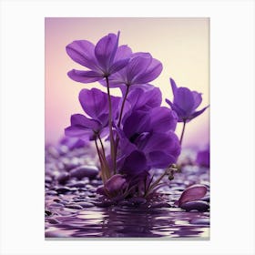 Purple Flowers In Water Canvas Print