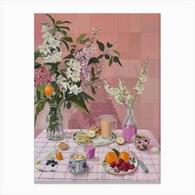 Pink Breakfast Food English Breakfast 1 Canvas Print