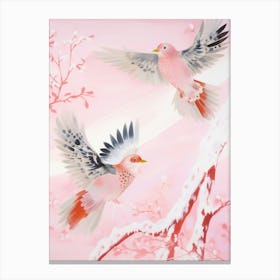 Pink Ethereal Bird Painting Finch 6 Canvas Print