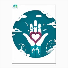 Abstract Vector Depiction Of The Essence Of Donation Featuring Silhouette Of Human Hand Extending A Canvas Print