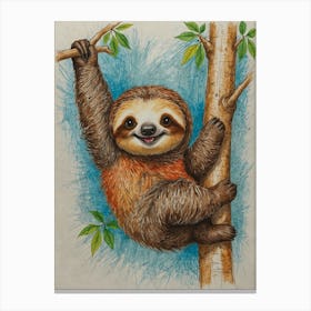 Sloth Hanging In Tree 4 Canvas Print