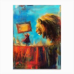 Lion And Girl Canvas Print