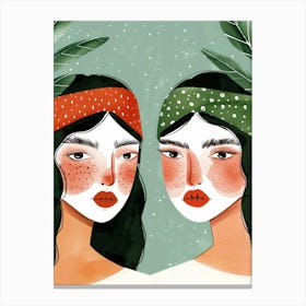 Two Women With Leaves On Their Heads Canvas Print