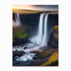 Skogarfoss Waterfall, Iceland Realistic Photograph (1) Canvas Print