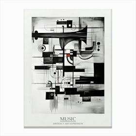 Music Abstract Black And White 1 Poster Canvas Print