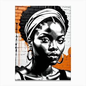 Vintage Graffiti Mural Of Beautiful Black Woman 56 Canvas Print