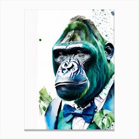 Gorilla In Bow Tie Gorillas Mosaic Watercolour 1 Canvas Print