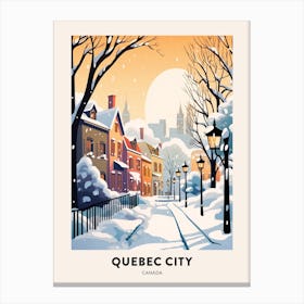 Vintage Winter Travel Poster Quebec City Canada 4 Canvas Print
